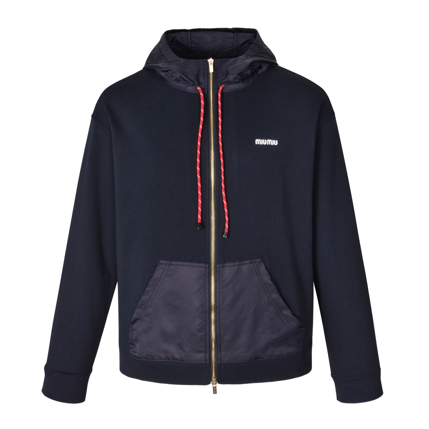 [MiuMiu] 미우미우 코튼 플리스 지퍼 후드 블루