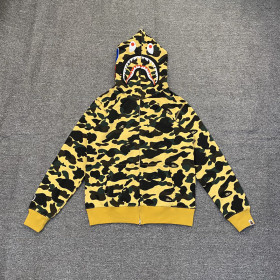 [BAPE] 베이프 퍼스트 카모 샤크 풀 집 후드 옐로우
