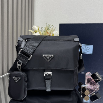 [PRADA] 프라다 리나일론 사피아노 레더 숄더백