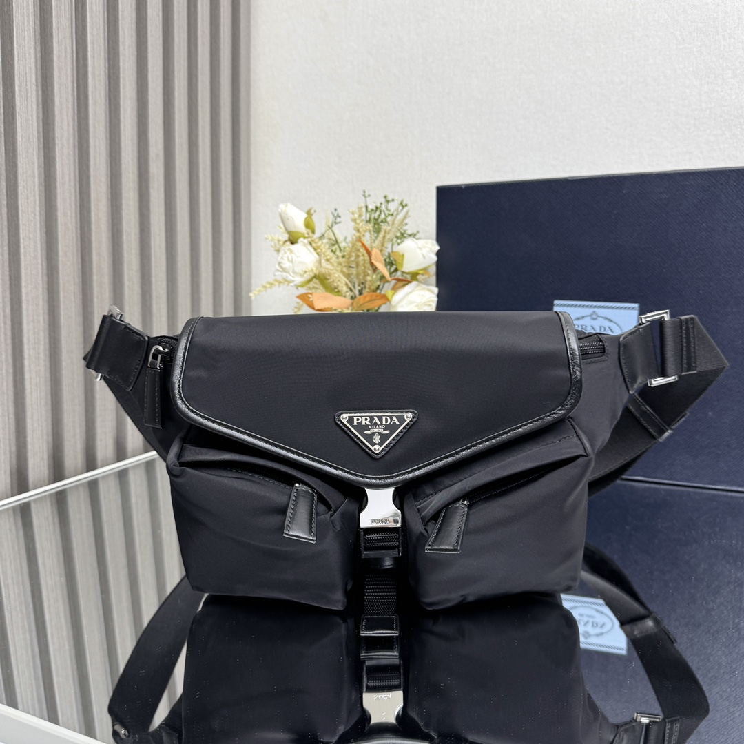 [PRADA] 프라다 리나일론 레더 숄더백