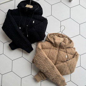 [Polo] 폴로 랄프로렌 케이블 니트 후디드 다운 코트 패딩