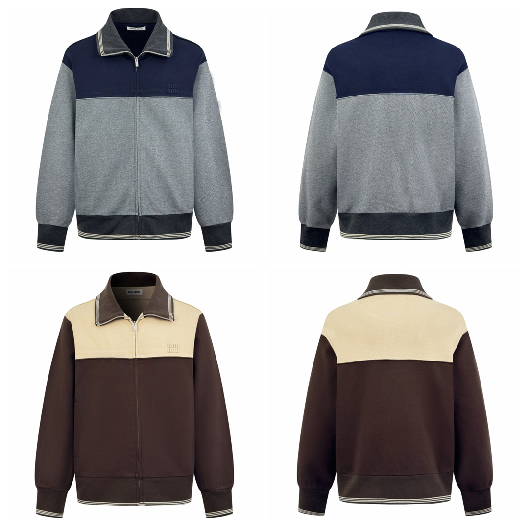 [Miu Miu] 미우미우 니트 커프스 지퍼 프런트 스웨트셔츠