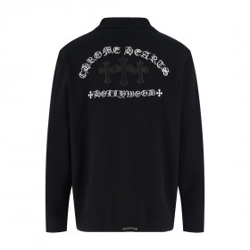 [Chrome Hearts] 크롬하츠 울 레더 패치 로고 니트 가디건