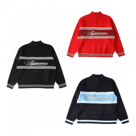 [Supreme] 슈프림 스크립트 스트라이프 하프 집 스웨터