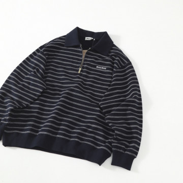 [MIUMIU] 미우미우 스트라이프 지퍼 폴로 셔츠