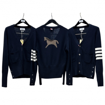 [Thom Browne] 톰브라운 사선 홀스 인타르시아 가디건