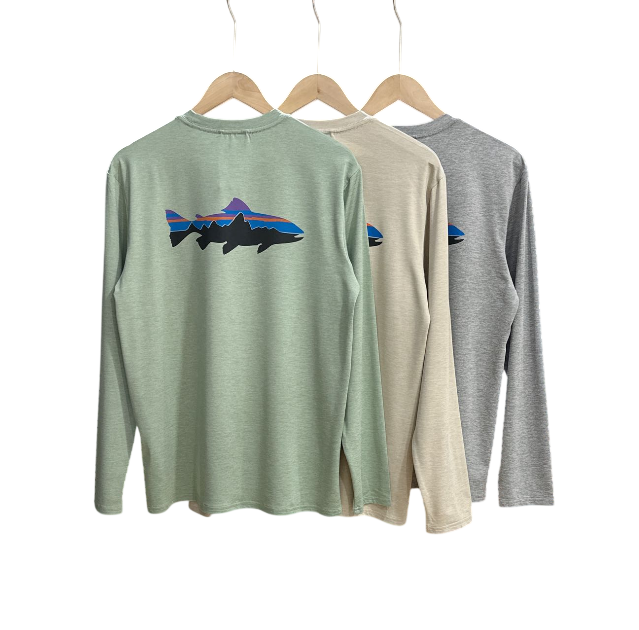 [Patagonia] 파타고니아 캐필린 쿨 데일리 그래픽 피쉬 로고 롱슬리브 티셔츠