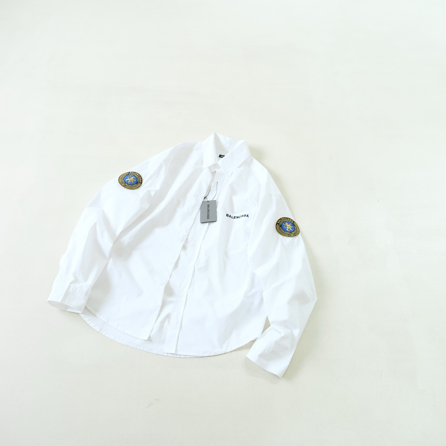 [Balenciaga] 발렌시아가 로고 패치 코튼 셔츠