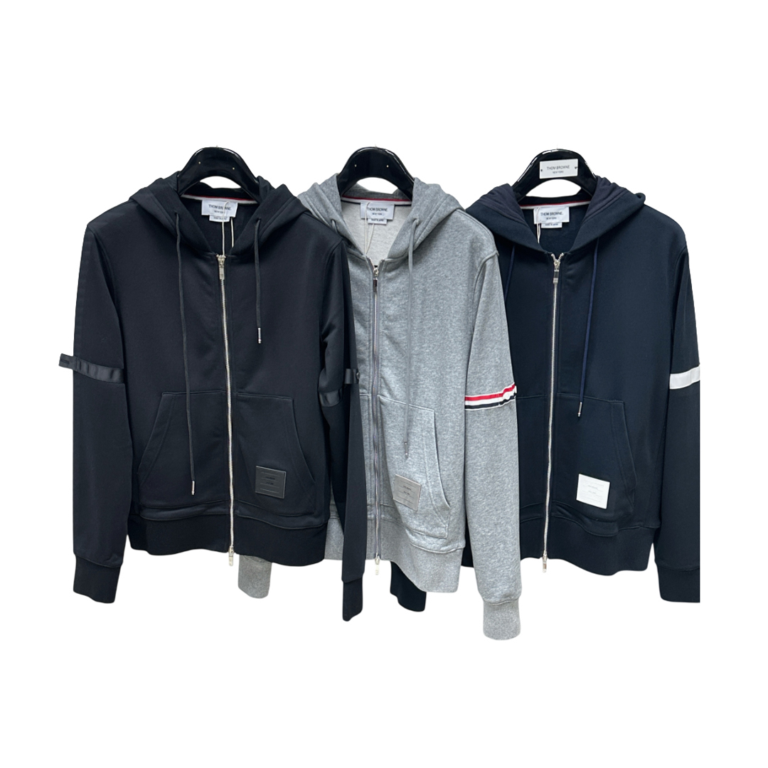 [THOM BROWNE] 톰브라운 루프백 저지 암밴드 릴랙스드 집업 후디