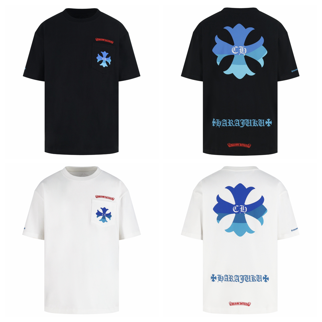 [CHROME HEARTS] 크롬하츠 블루 크로스 플로럴 반팔 티셔츠