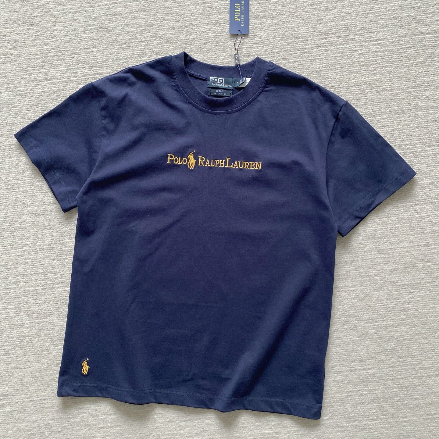[BEAMS × Polo] 폴로 랄프로렌 x 빔즈 네이비 앤 골드 컬렉션 티셔츠