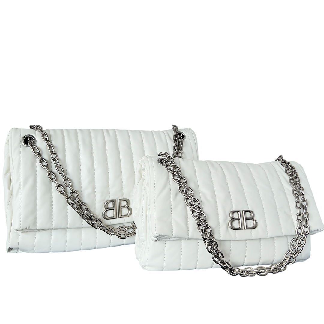 [Balenciaga] 발렌시아가 모나코 퀼팅 체인 백 화이트