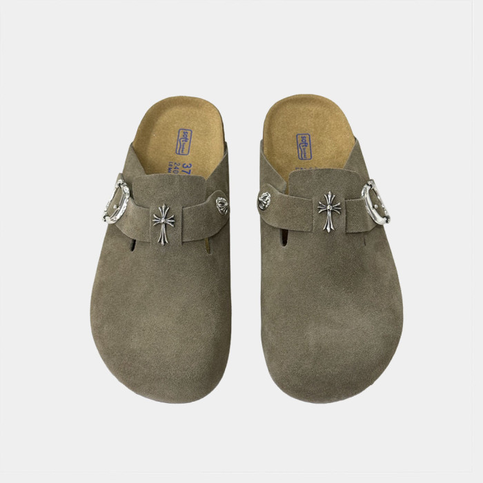 [Birkenstock x Chrome Hearts] 버켄스탁 x 크롬하츠 보스턴 스웨이드 뮬 / 크로스
