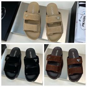 [Prada] 프라다 더블 스트랩 버클 블랙 샌들