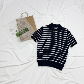 [Polo] 폴로 스트라이프 니트 카라 반팔티셔츠