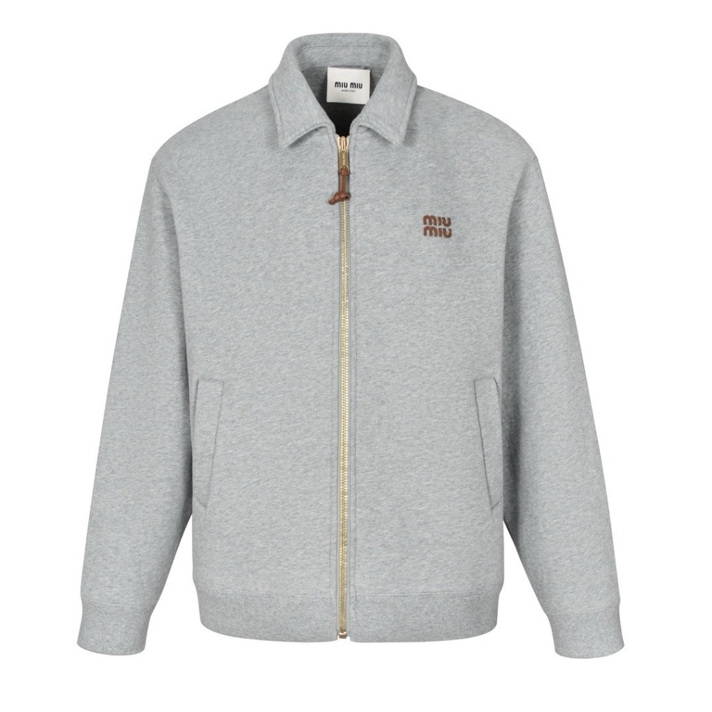 [Miumiu] 미우미우 코튼 져지 블루종 자켓
